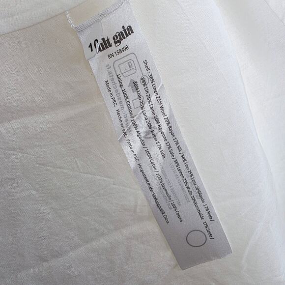 Cult Gaia Off White & Gold Maxi Halter Dress Embellished Side Cutouts Size 10 - Picture 6 of 14